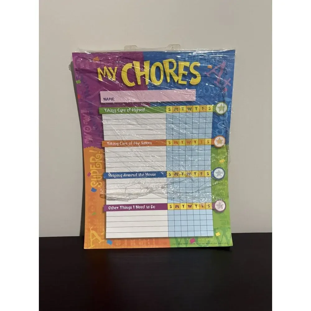 2002 My Chores Colorful Weekly Planner for Kids w/ Praise Words & 16 Chore Slots
